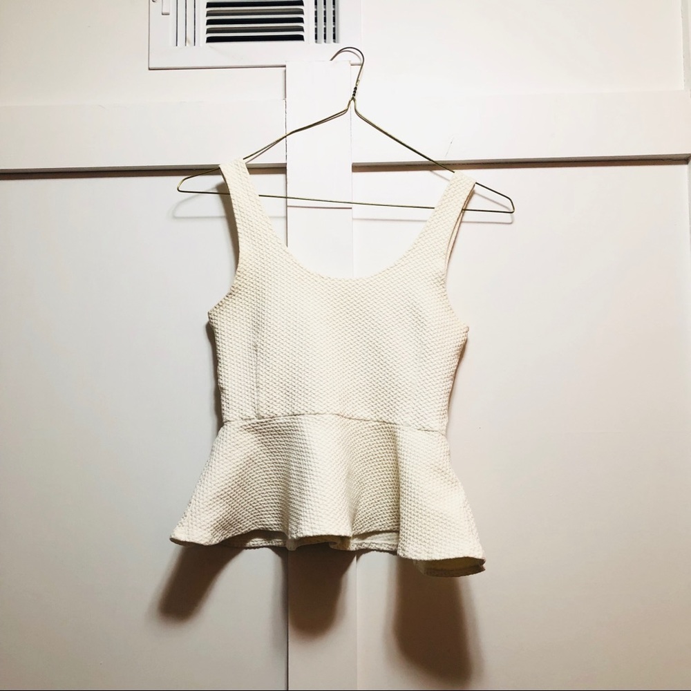 White Knit Peplum Top